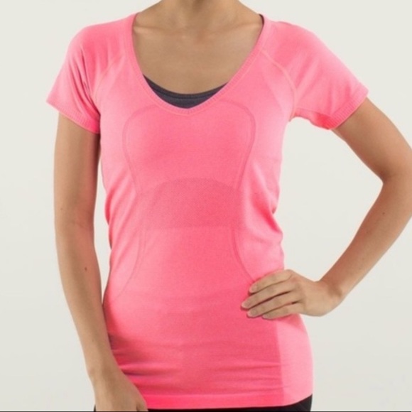 lululemon athletica Tops - LULULEMON Run Swiftly Tech V Neck Flash Pink, Size 8